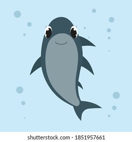 Cute shark. Vector cartoon illustration. Isolated. Underwater world character.