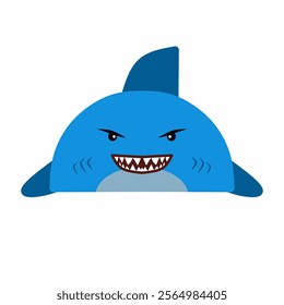 cute shark vector design, draw cartoon shark face, draw simple shark face full color