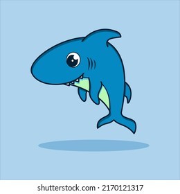 Cute shark vector icon illustration. flat cartoon style. animal nature icon concept