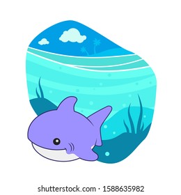 Cute Shark Vector Illustration Background