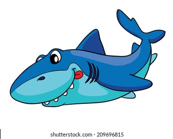 cute shark, vector illustration on white background