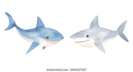 cute Shark watercolor illustration design