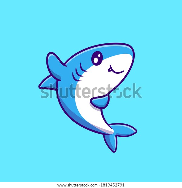 なびくかわいいサメの手の漫画のベクター画像アイコンイラスト 動物の野生生物アイコンコンセプト分離型プレミアムベクター画像 フラットカートーンスタイル のベクター画像素材 ロイヤリティフリー Shutterstock