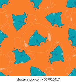 cute sharks are perfect for printing on fabric and creating a wrapper for gift to children. also possible to use as a children's room design as wallpaper, or as a design element to your website.