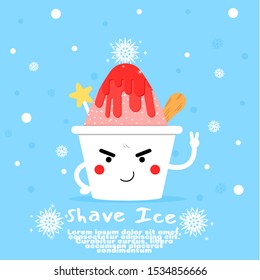 cute shave ice cartoon vector .kawaii food concept.