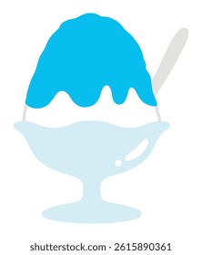 Cute shaved ice vector illustration. Blue Hawaii, ingredients, summer festival, food stall, festival