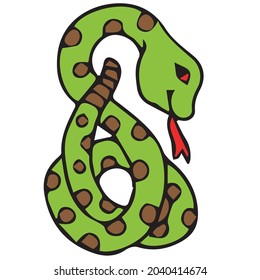 A cute shay snake .Vector Illustration of Cartoon Snake