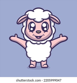 Cute sheep activities cartoon vector icon illustration animal activities