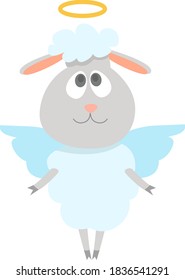 Ángel de oveja, ilustración, vector sobre fondo blanco