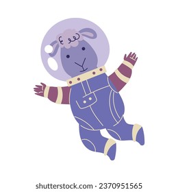 Cute Sheep Animal Astronaut Character in Space Suit Vector Illustration