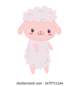 cute sheep animal cartoon isolated icon vector illustration