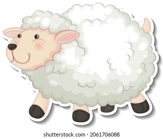 Cute sheep animal cartoon sticker illustration