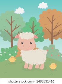 cute sheep animal farm character