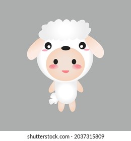 Cute sheep animal mascot cartoon vector illustration
