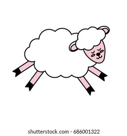 cute sheep animal with wool design