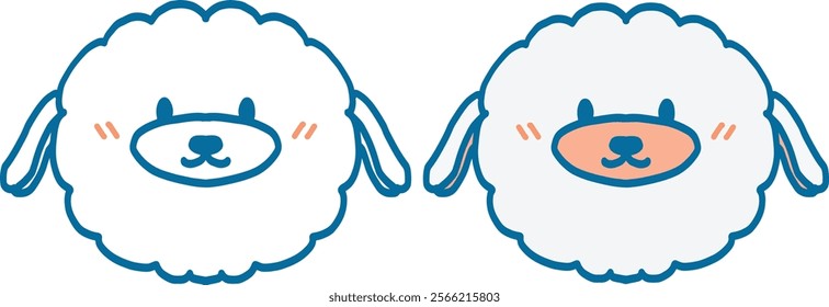 a cute sheep animals line art and coloring design vector