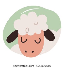 Cute sheep avatar, cute farm animal hand drawn illustration, isolated vector illustration, good as sticker