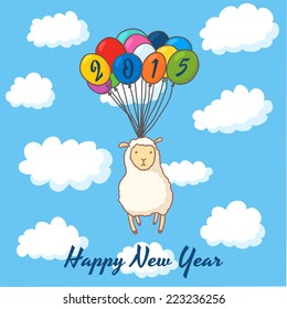 Cute sheep background. 2015 year greeting card concept. Vector eps10.