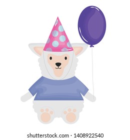 cute sheep with balloon helium in birthday party
