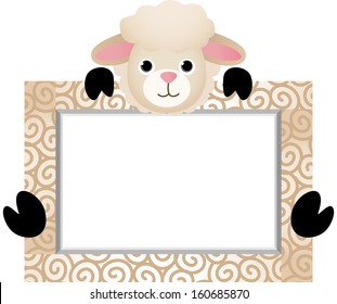 Cute Sheep With Bank Label 
