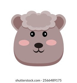 Cute Sheep Cartoon Head Vector Illustration