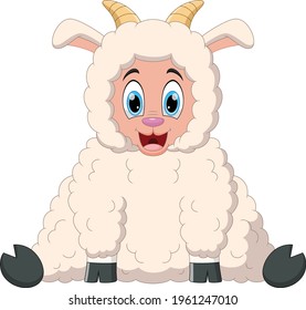 cute sheep cartoon isolated on white background