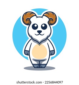 Cute sheep cartoon mascot illustration