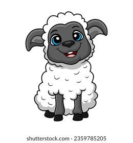 Cute sheep cartoon on white background