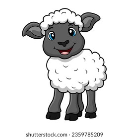 Cute sheep cartoon on white background