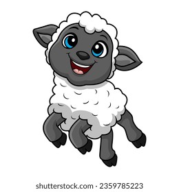 Cute sheep cartoon on white background