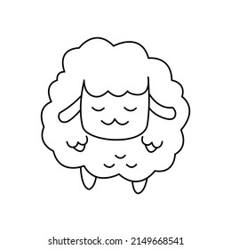 Cute sheep cartoon outline vector illustration. cute pet cartoon