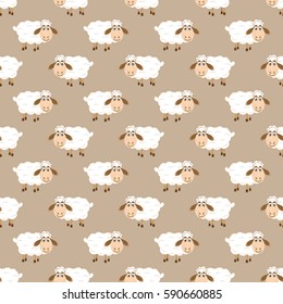 cute sheep Cartoon seamless pattern vector illustration