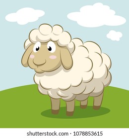 Cute sheep in cartoon style