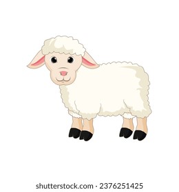 Cute Sheep Cartoon Vector Art on white background