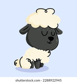 Cute Sheep cartoon. vector cartoon illustration