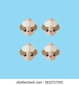 Cute Sheep Character Chibi Emoticon set