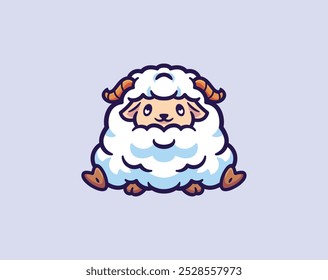 Cute Sheep Character with Fluffy Wool and Happy Expression Adorable Cartoon Vector Illustration