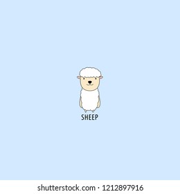 Cute sheep character icon, vector illustration