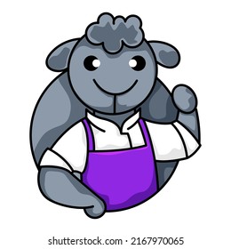 cute sheep chef logo design template