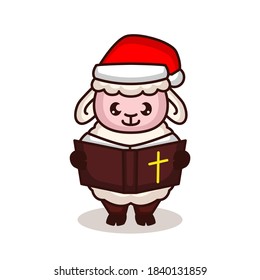 Cute sheep with Christmas costume
