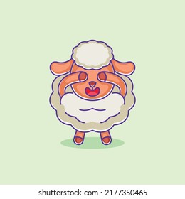 Cute sheep is closing her eyes