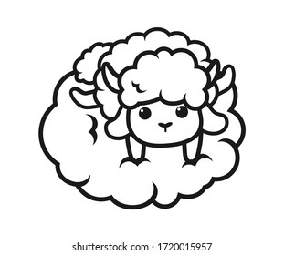 Cute Sheep Cloud On White Background Stock Vector (Royalty Free ...