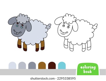 Cute Sheep Coloring Book for Kids Page for Books, Magazines, Vector  doodle Template