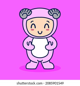 cute sheep costume character vector