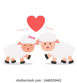 monada pareja de ovejas enamorada