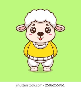 Cute sheep creative kawaii wearing jacket cartoon vector icon