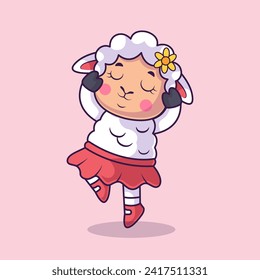 Cute Sheep Dancing Ballet Cartoon Vector Icon Illustration.
Animal Holiday Icon Concept Isolated Premium Vector. Flat
Cartoon Style