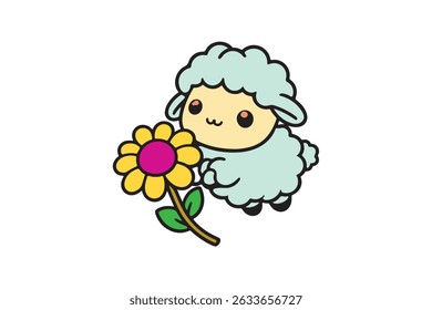 Cute Sheep Dancing vector icon on white background. (01)