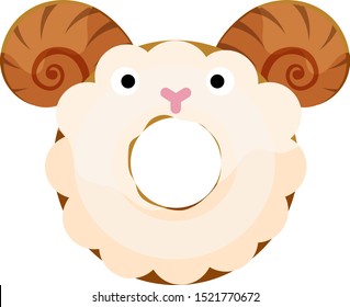 Cute sheep donut isolated on white vector illustration. Cute cartoon character.