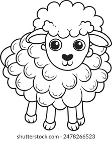 Cute Sheep Doodle Coloring Page Character